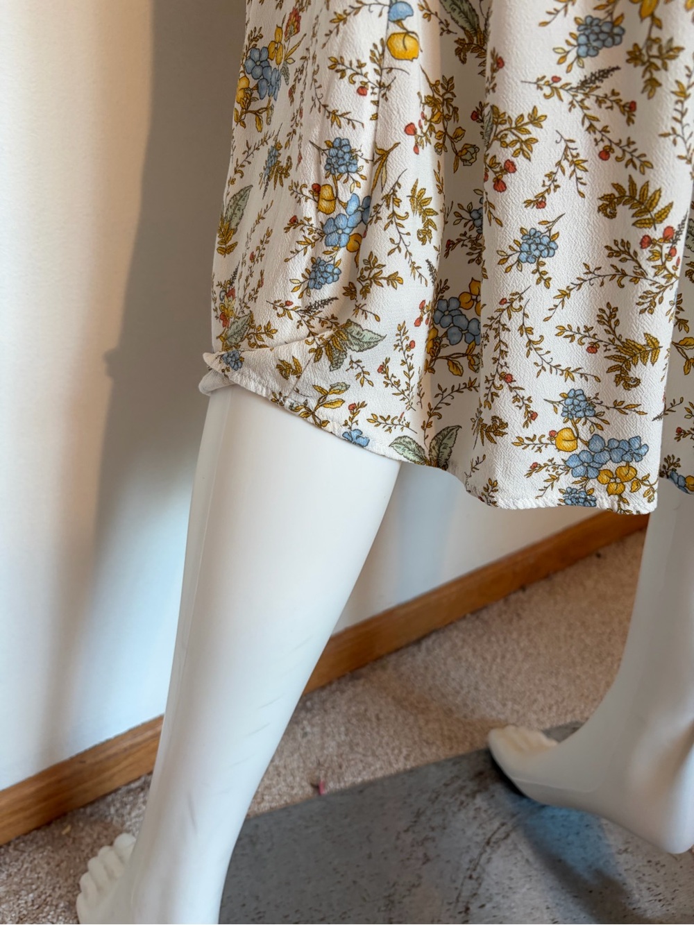#875 a.n.a BoHo White Floral Smocked Maxi Dress with Blue and Yellow Blossoms - Picture 9 of 11